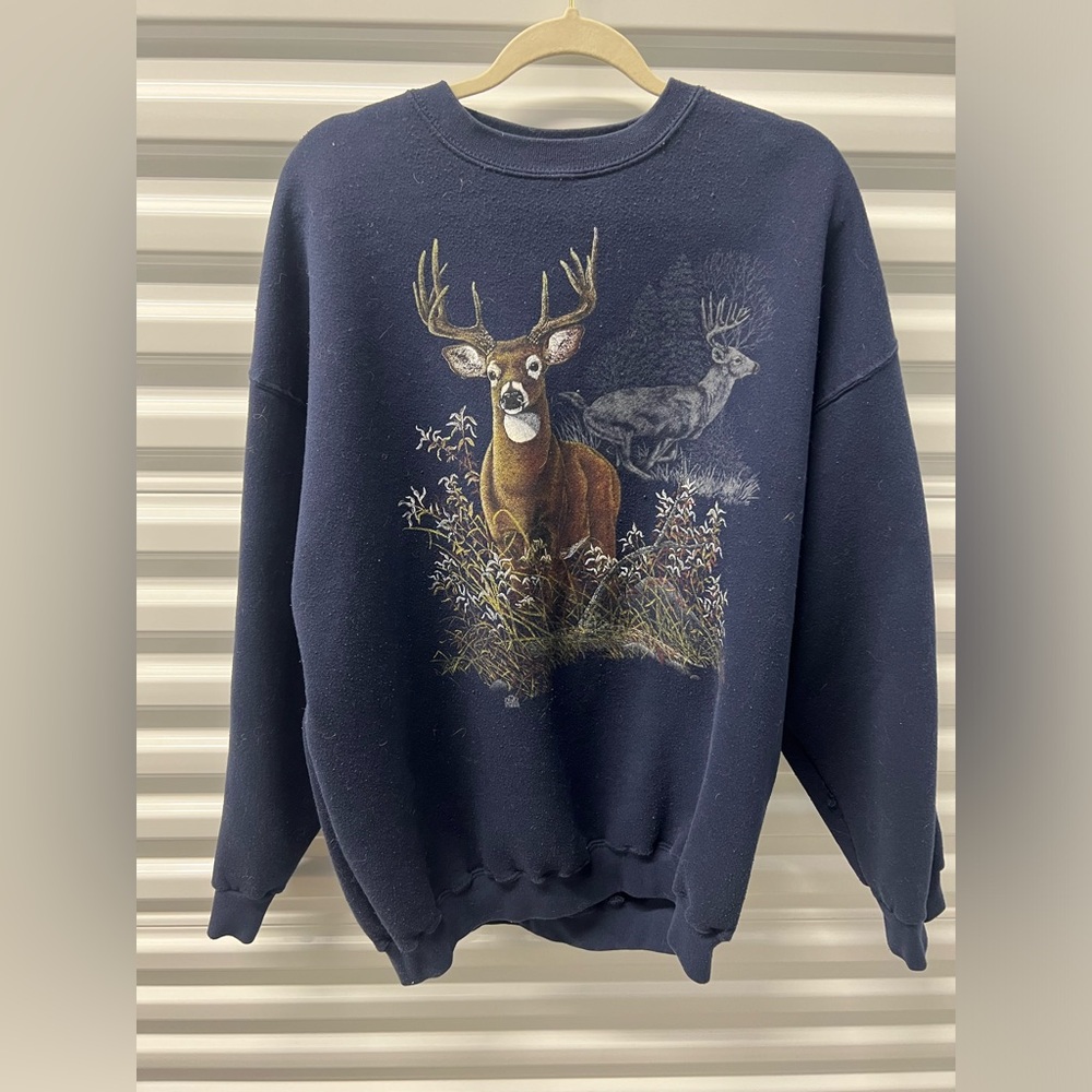 Vintage 90’s Tultex Sweatshirt with Wildlife Deer Graphic - 2XL